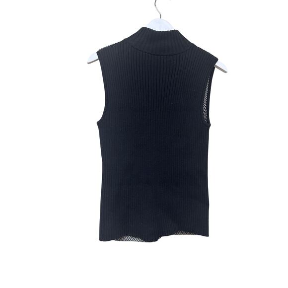 NWOT Lauren Ralph Lauren Black White Herringbone Size Medium Fall Vest Layering - Picture 6 of 11